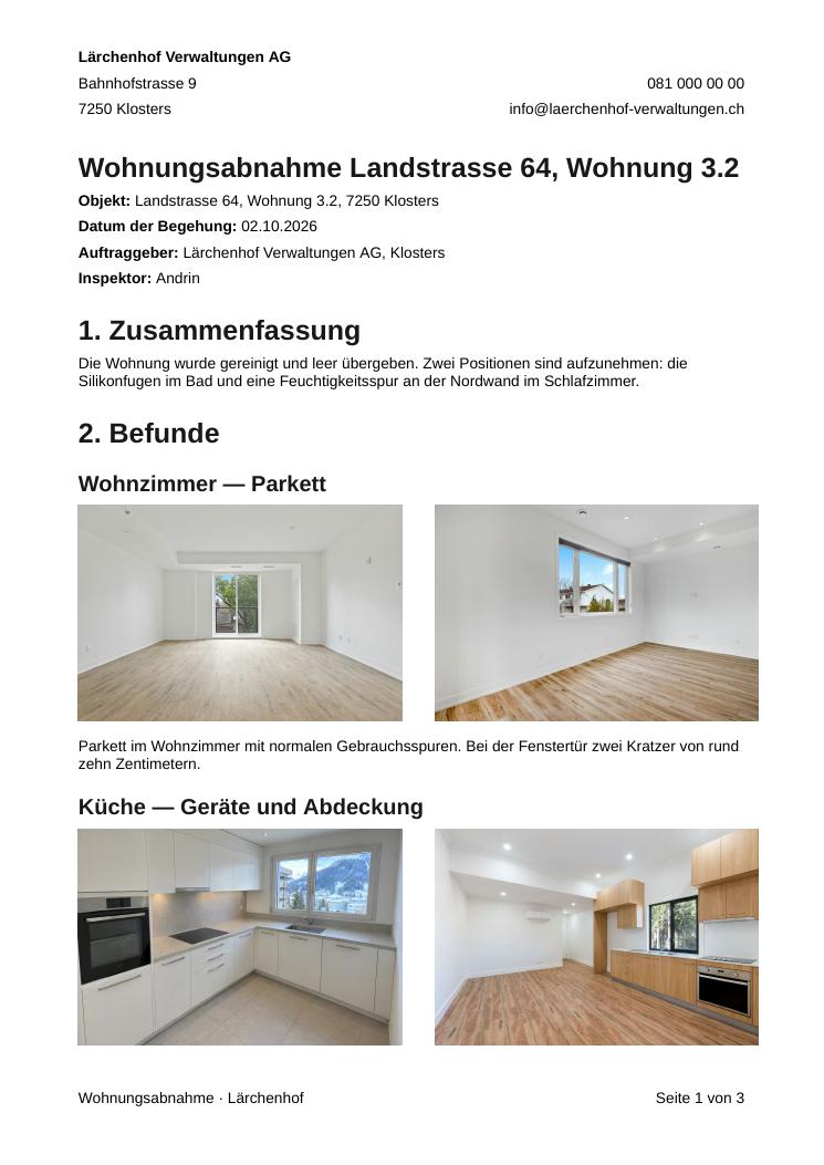 Erste Seite des Berichts